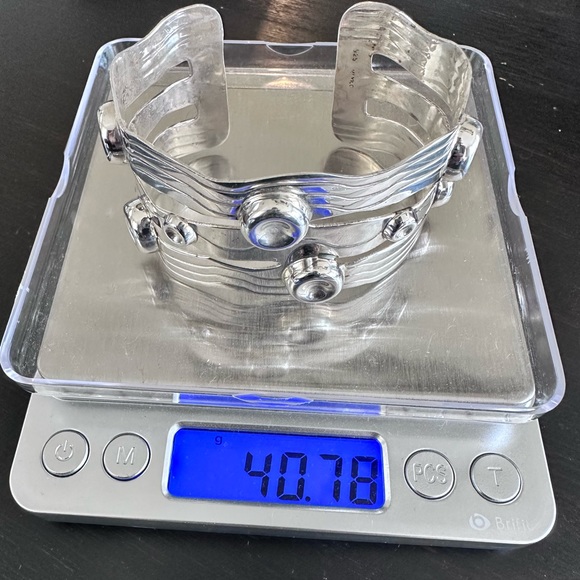 Beautiful Abstract Wide Sterling Silver Cuff Bracelet - Picture 12 of 12